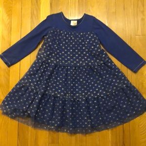 Three tiered royal blue long sleeved dress